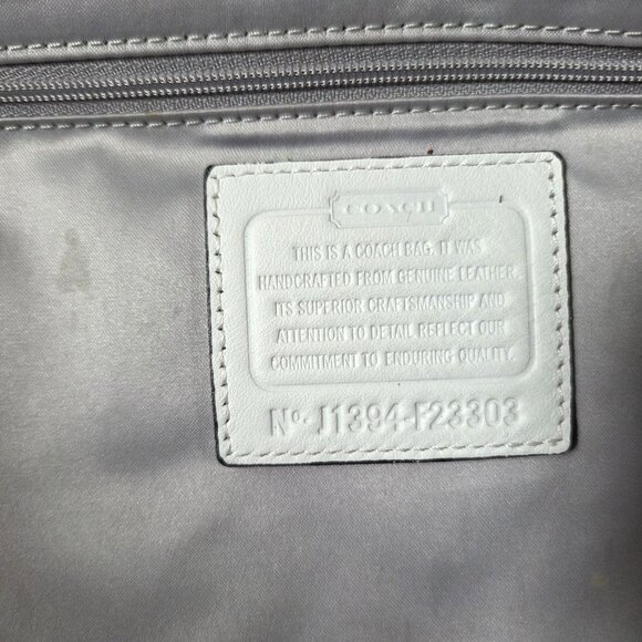 Coach Purse White Gray Mixed Exotic Leather Snakeskin Taylor Satchel F23303 - Picture 3 of 16